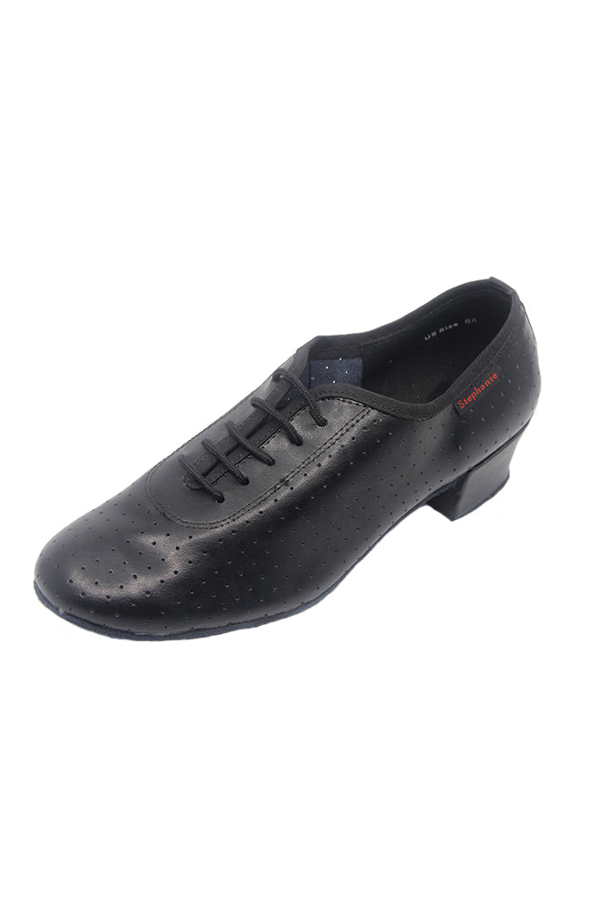 Stephanie-11001-11 1.5 Inch Black Leather Practice Shoe